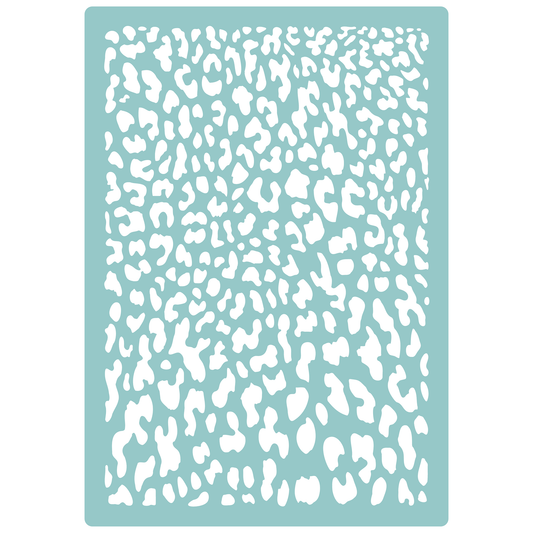 Reusable Stencil - Professional Quality - Realistic Leopard Print - Made in the UK - Low Adhesive -  Blue Vinyl Material for Cardmaking, Canvas, Paper, Interior Decor, Layering