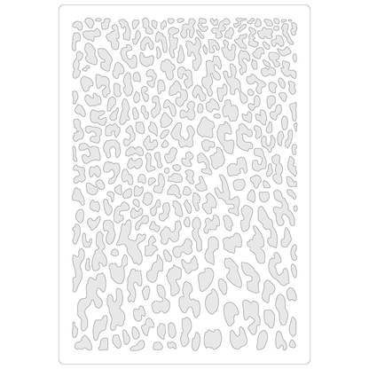 Reusable Stencil - Professional Quality - Realistic Leopard Print - Made in the UK - Food Safe Non Adhesive -  White Laser Cut PET Material for Cakes, Cookies, Coffees, Serving Plates