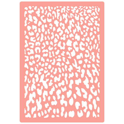 Reusable Stencil - Professional Quality - Realistic Leopard Print - Made in the UK - High Adhesive -  Pink Vinyl Material for Glass, Mirrors, Bottles, Tiles, Wood