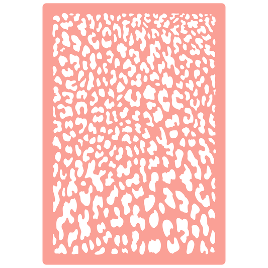 Reusable Stencil - Professional Quality - Realistic Leopard Print - Made in the UK - High Adhesive -  Pink Vinyl Material for Glass, Mirrors, Bottles, Tiles, Wood