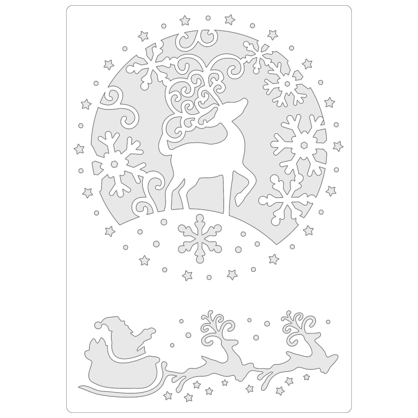 Reusable Stencil - Professional Quality - Reindeer Roundel - Made in the UK - Food Safe Non Adhesive -  White Laser Cut PET Material for Cakes, Cookies, Coffees, Serving Plates