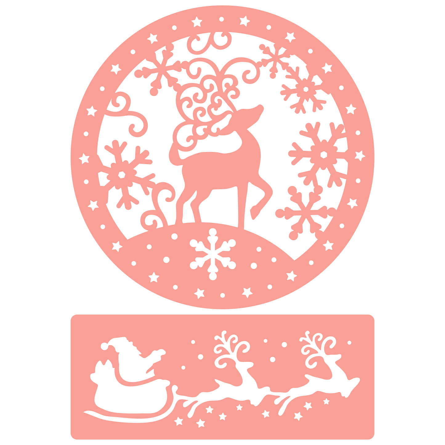Reusable Stencil - Professional Quality - Reindeer Roundel - Made in the UK - High Adhesive -  Pink Vinyl Material for Glass, Mirrors, Bottles, Tiles, Wood