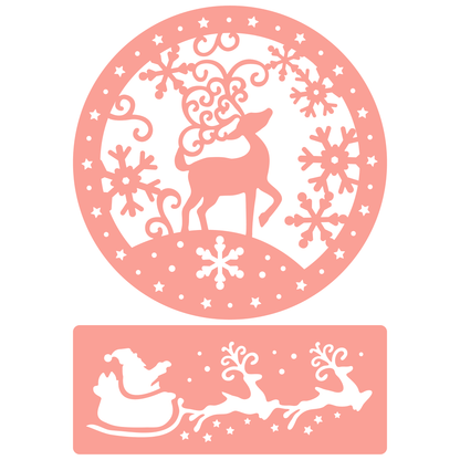 Reusable Stencil - Professional Quality - Reindeer Roundel - Made in the UK - High Adhesive -  Pink Vinyl Material for Glass, Mirrors, Bottles, Tiles, Wood