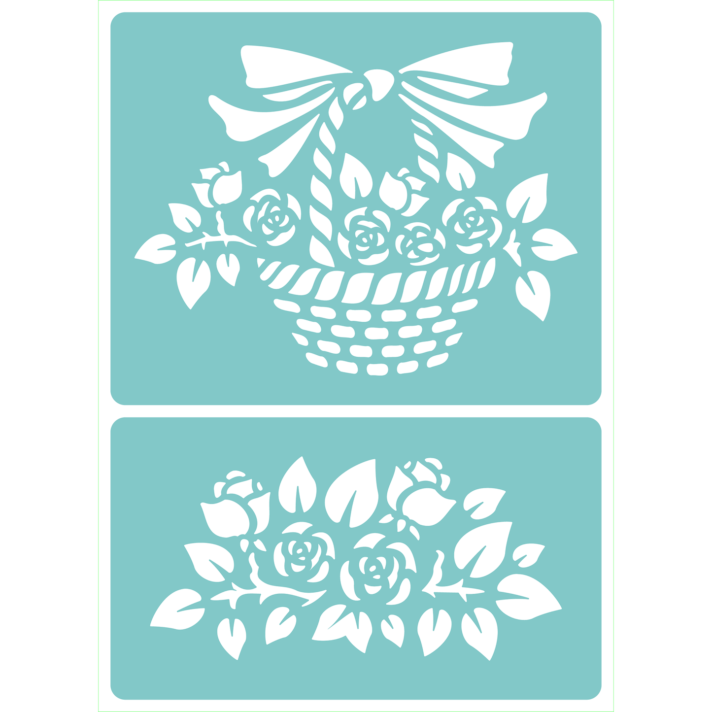Reusable Stencil - Professional Quality - Rose Basket - Made in the UK - Low Adhesive -  Blue Vinyl Material for Cardmaking, Canvas, Paper, Interior Decor, Layering