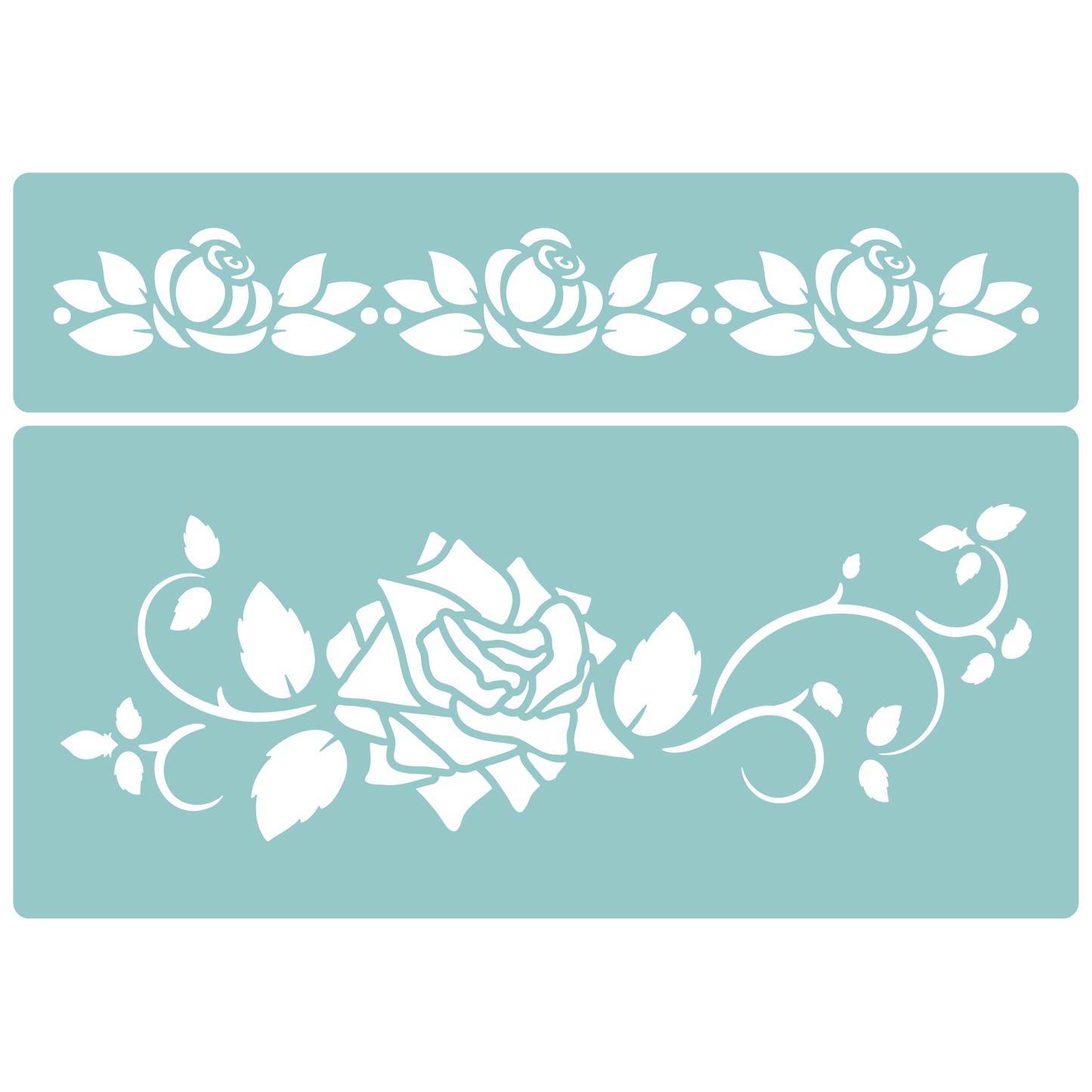 Reusable Stencil - Professional Quality - Rose Border #2 - Made in the UK - Low Adhesive -  Blue Vinyl Material for Cardmaking, Canvas, Paper, Interior Decor, Layering