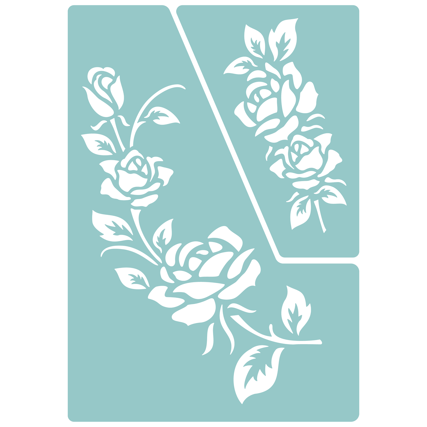 Reusable Stencil - Professional Quality - Rose Motif Collection #4 - Made in the UK - Low Adhesive -  Blue Vinyl Material for Cardmaking, Canvas, Paper, Interior Decor, Layering
