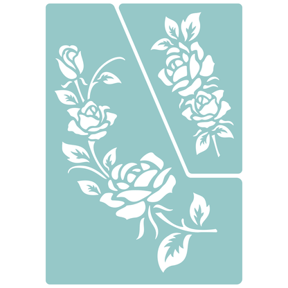 Reusable Stencil - Professional Quality - Rose Motif Collection #4 - Made in the UK - Low Adhesive -  Blue Vinyl Material for Cardmaking, Canvas, Paper, Interior Decor, Layering