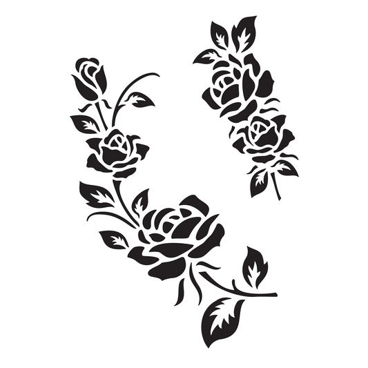 Reusable Stencil - Professional Quality - Rose Motif Collection #4 - Made in the UK - High Adhesive -  Pink Vinyl Material for Glass, Mirrors, Bottles, Tiles, Wood