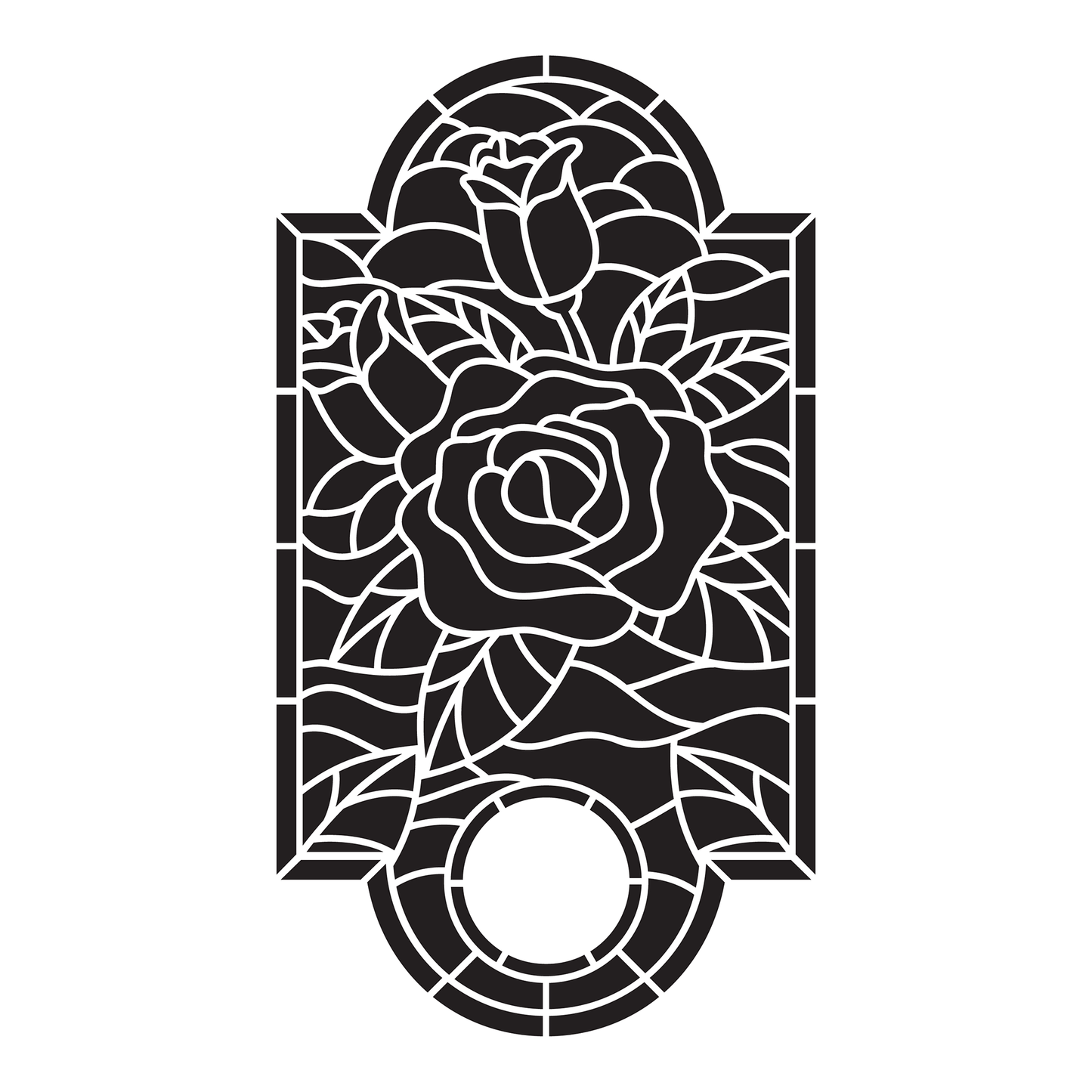 Reusable Stencil - Professional Quality - Rose Stained Glass Window - Made in the UK - High Adhesive -  Pink Vinyl Material for Glass, Mirrors, Bottles, Tiles, Wood