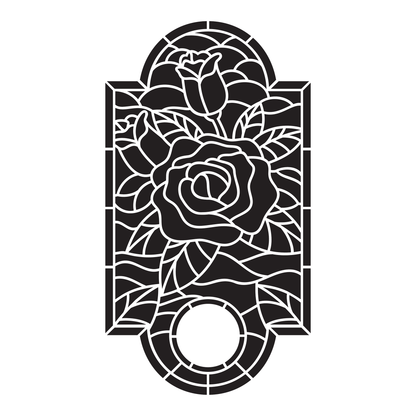 Reusable Stencil - Professional Quality - Rose Stained Glass Window - Made in the UK - High Adhesive -  Pink Vinyl Material for Glass, Mirrors, Bottles, Tiles, Wood