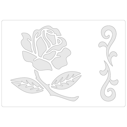 Reusable Stencil - Professional Quality - Rose Tile - Made in the UK - Food Safe Non Adhesive -  White Laser Cut PET Material for Cakes, Cookies, Coffees, Serving Plates