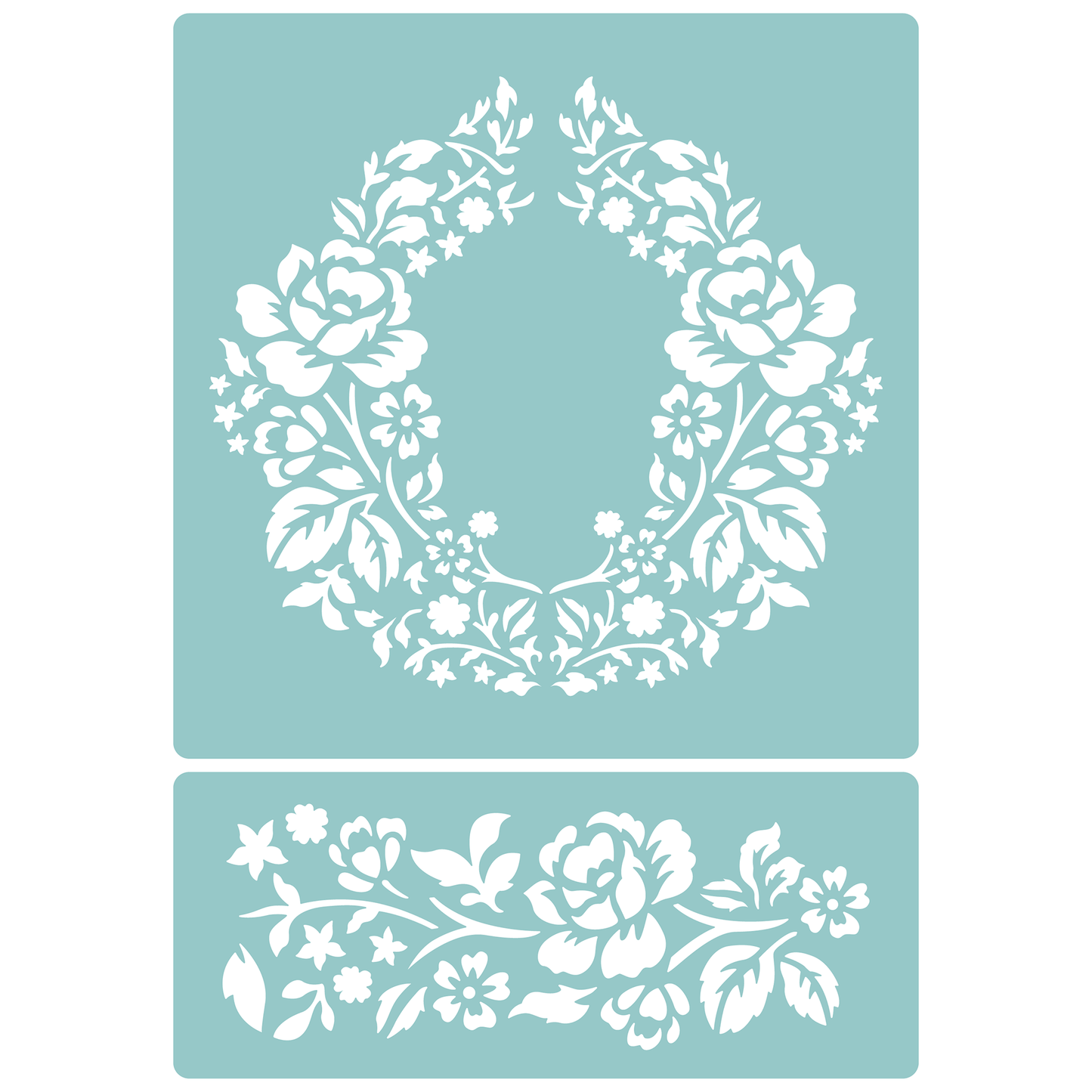 Reusable Stencil - Professional Quality - Roses Frame #3 - Made in the UK - Low Adhesive -  Blue Vinyl Material for Cardmaking, Canvas, Paper, Interior Decor, Layering