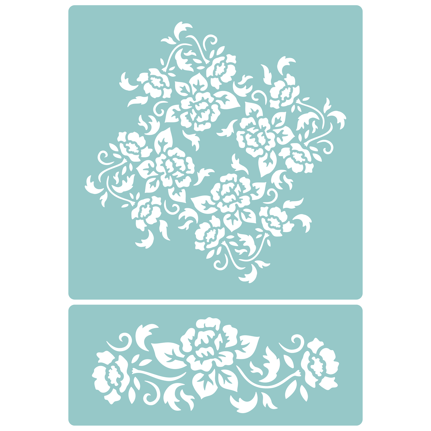 Reusable Stencil - Professional Quality - Roses Pattern - Made in the UK - Low Adhesive -  Blue Vinyl Material for Cardmaking, Canvas, Paper, Interior Decor, Layering
