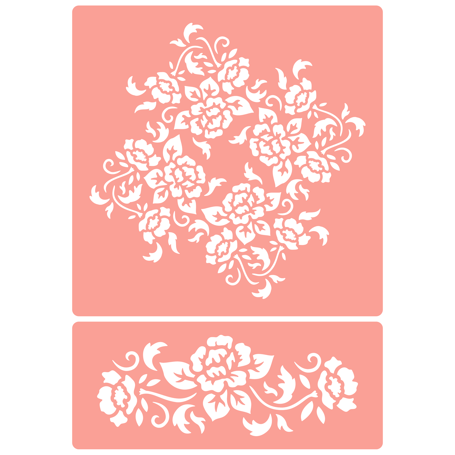 Reusable Stencil - Professional Quality - Roses Pattern - Made in the UK - High Adhesive -  Pink Vinyl Material for Glass, Mirrors, Bottles, Tiles, Wood