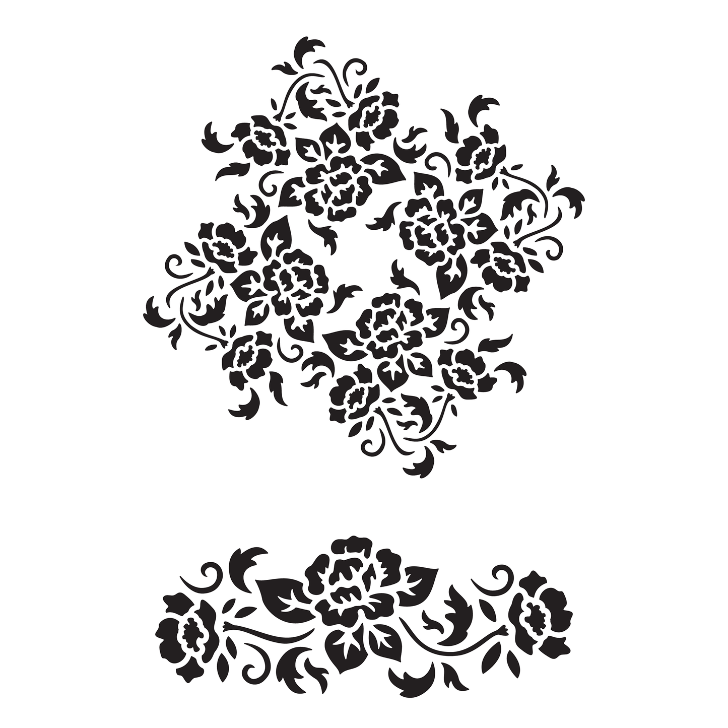 Reusable Stencil - Professional Quality - Roses Pattern - Made in the UK - High Adhesive -  Pink Vinyl Material for Glass, Mirrors, Bottles, Tiles, Wood