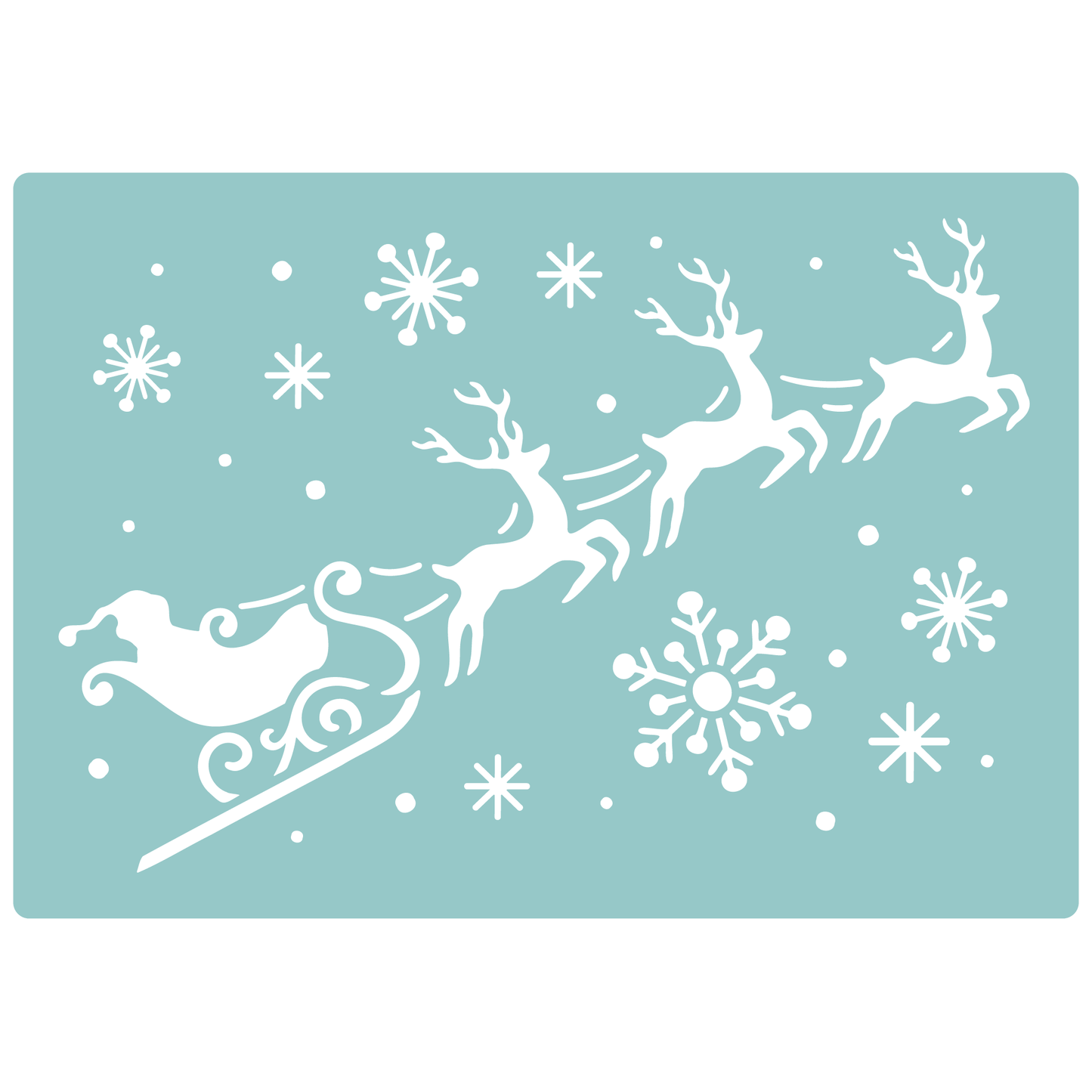 Reusable Stencil - Professional Quality - Santa, Sleigh & Snow - Made in the UK - Low Adhesive -  Blue Vinyl Material for Cardmaking, Canvas, Paper, Interior Decor, Layering