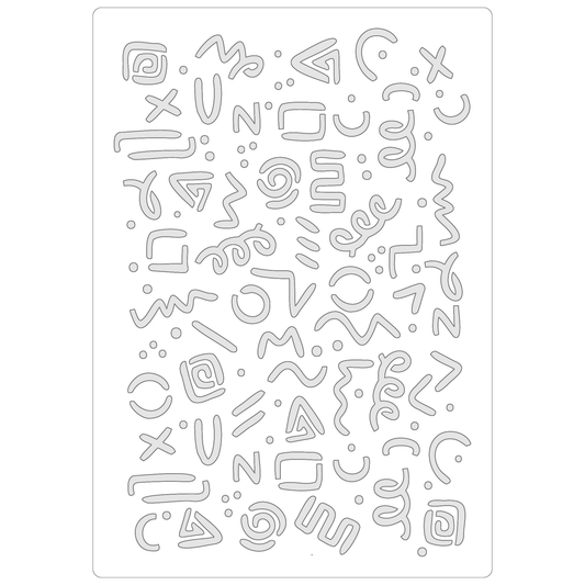 Reusable Stencil - Professional Quality - Seamless Party Squiggles - Made in the UK - Food Safe Non Adhesive -  White Laser Cut PET Material for Cakes, Cookies, Coffees, Serving Plates