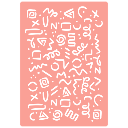 Reusable Stencil - Professional Quality - Seamless Party Squiggles - Made in the UK - High Adhesive -  Pink Vinyl Material for Glass, Mirrors, Bottles, Tiles, Wood