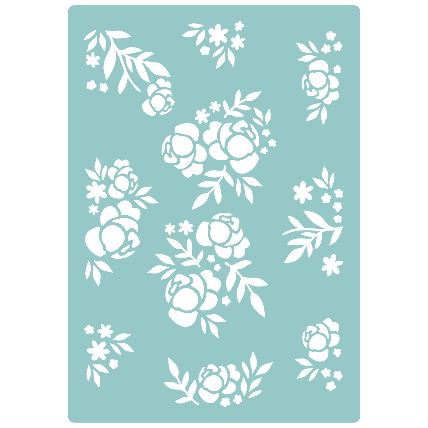 Reusable Stencil - Professional Quality - Seamless Rose Pattern #2 - Made in the UK - Low Adhesive -  Blue Vinyl Material for Cardmaking, Canvas, Paper, Interior Decor, Layering