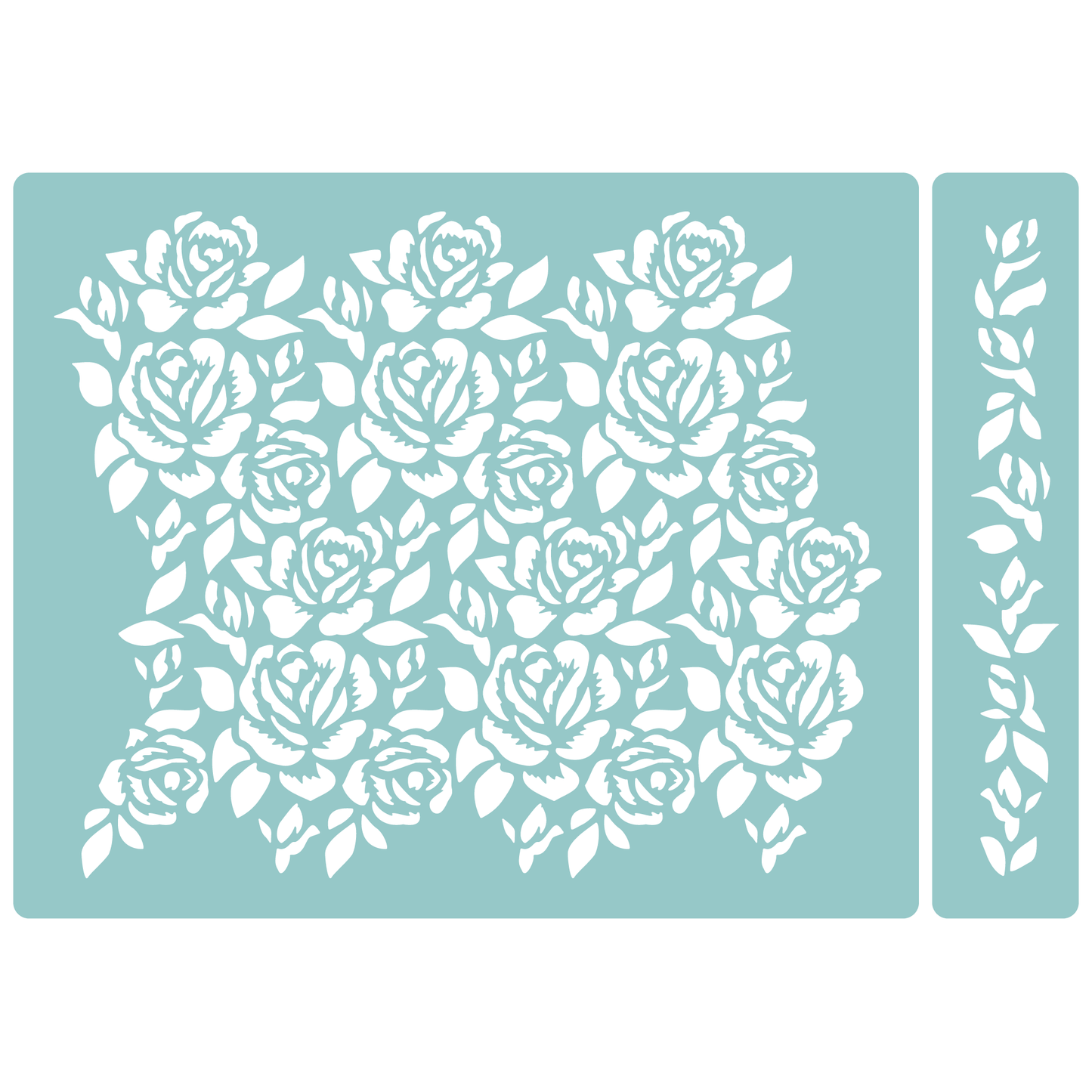 Reusable Stencil - Professional Quality - Seamless Rose Pattern - Made in the UK - Low Adhesive -  Blue Vinyl Material for Cardmaking, Canvas, Paper, Interior Decor, Layering
