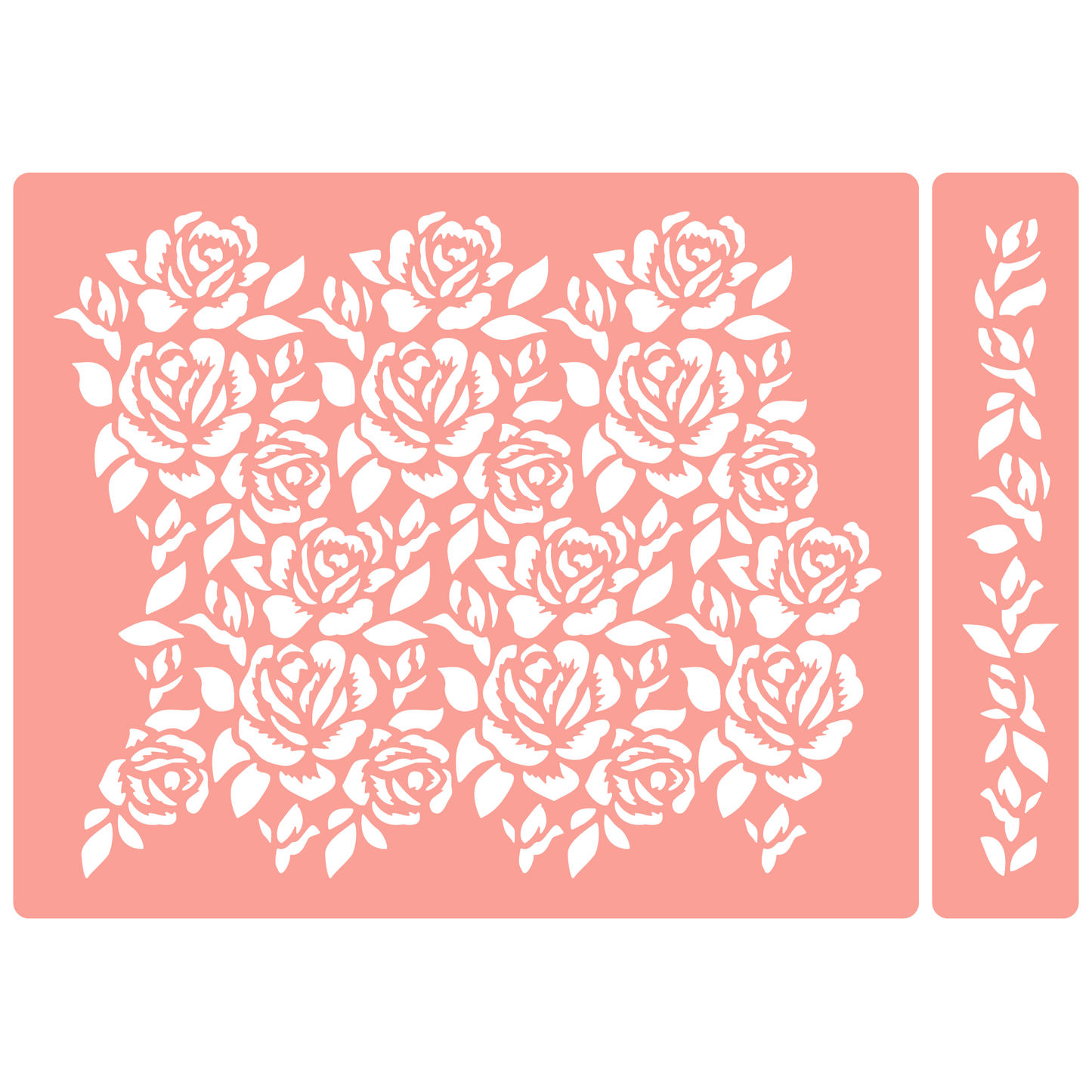 Reusable Stencil - Professional Quality - Seamless Rose Pattern - Made in the UK - High Adhesive -  Pink Vinyl Material for Glass, Mirrors, Bottles, Tiles, Wood