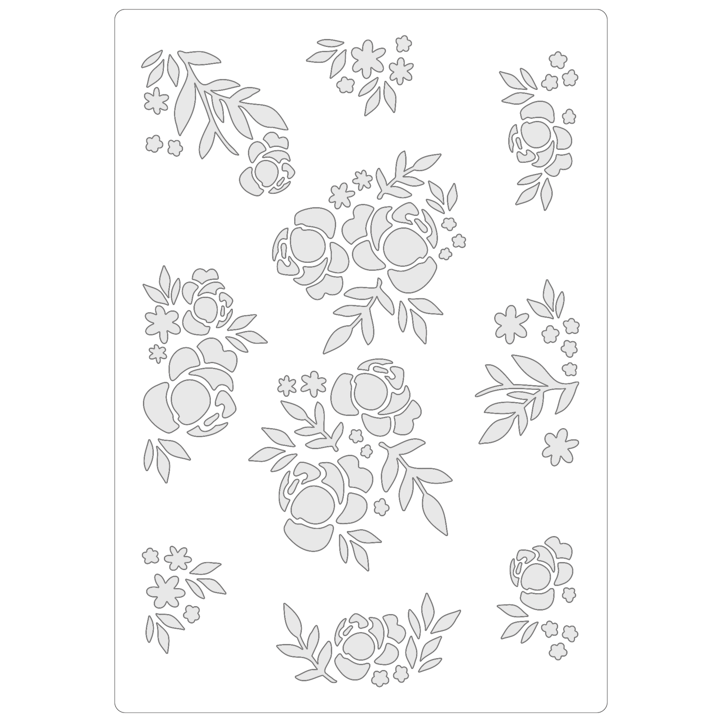 Reusable Stencil - Professional Quality - Seamless Rose Pattern #2 - Made in the UK - Food Safe Non Adhesive -  White Laser Cut PET Material for Cakes, Cookies, Coffees, Serving Plates