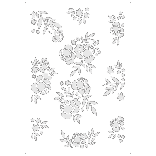 Reusable Stencil - Professional Quality - Seamless Rose Pattern #2 - Made in the UK - Food Safe Non Adhesive -  White Laser Cut PET Material for Cakes, Cookies, Coffees, Serving Plates