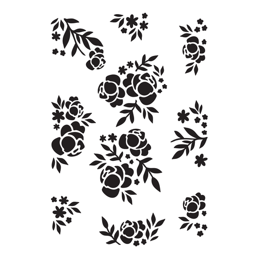 Reusable Stencil - Professional Quality - Seamless Rose Pattern #2 - Made in the UK - High Adhesive -  Pink Vinyl Material for Glass, Mirrors, Bottles, Tiles, Wood