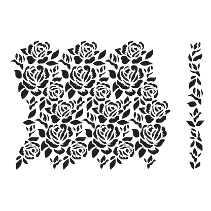 Reusable Stencil - Professional Quality - Seamless Rose Pattern - Made in the UK - Low Adhesive -  Blue Vinyl Material for Cardmaking, Canvas, Paper, Interior Decor, Layering