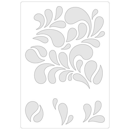 Reusable Stencil - Professional Quality - Seamless Splash Pattern - Made in the UK - Food Safe Non Adhesive -  White Laser Cut PET Material for Cakes, Cookies, Coffees, Serving Plates