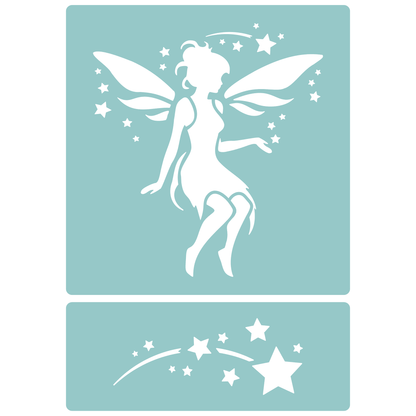 Reusable Stencil - Professional Quality - Shooting Star Fairy - Made in the UK - Low Adhesive -  Blue Vinyl Material for Cardmaking, Canvas, Paper, Interior Decor, Layering