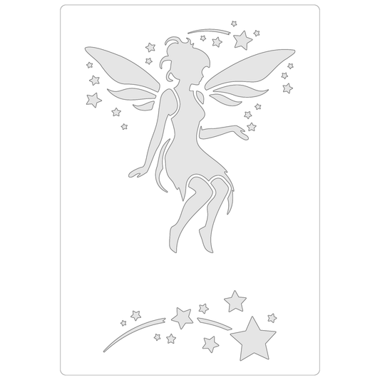 Reusable Stencil - Professional Quality - Shooting Star Fairy - Made in the UK - Food Safe Non Adhesive -  White Laser Cut PET Material for Cakes, Cookies, Coffees, Serving Plates
