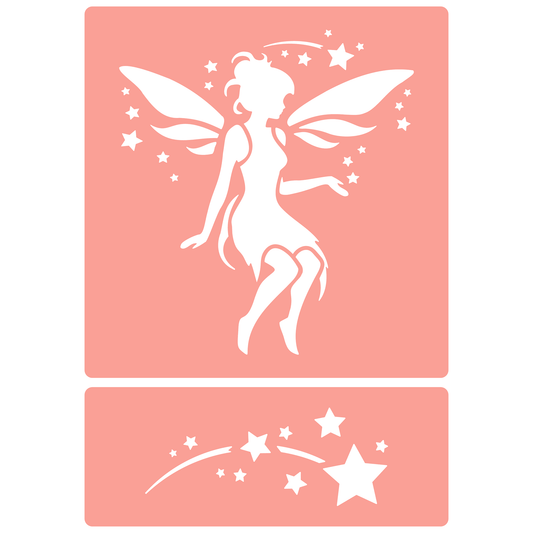 Reusable Stencil - Professional Quality - Shooting Star Fairy - Made in the UK - High Adhesive -  Pink Vinyl Material for Glass, Mirrors, Bottles, Tiles, Wood