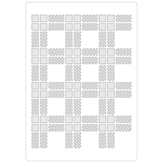 Reusable Stencil - Professional Quality - Simple Tartan - Made in the UK - Food Safe Non Adhesive -  White Laser Cut PET Material for Cakes, Cookies, Coffees, Serving Plates
