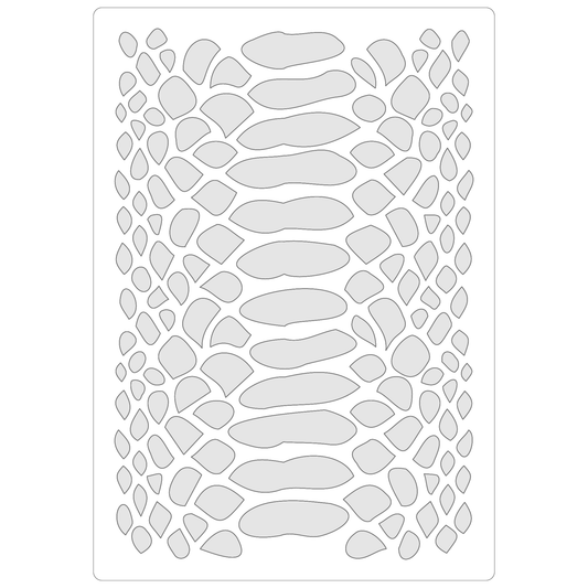 Reusable Stencil - Professional Quality - Snake Skin (seamless) - Made in the UK - Food Safe Non Adhesive -  White Laser Cut PET Material for Cakes, Cookies, Coffees, Serving Plates