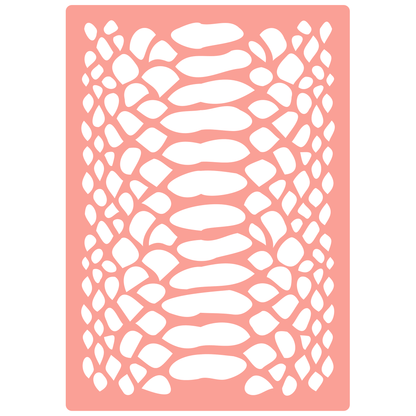 Reusable Stencil - Professional Quality - Snake Skin (seamless) - Made in the UK - High Adhesive -  Pink Vinyl Material for Glass, Mirrors, Bottles, Tiles, Wood