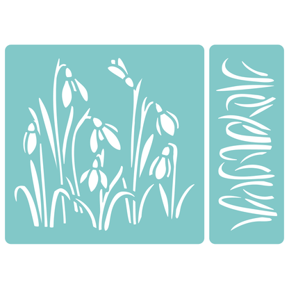 Reusable Stencil - Professional Quality - Snowdrops - Made in the UK - Low Adhesive -  Blue Vinyl Material for Cardmaking, Canvas, Paper, Interior Decor, Layering