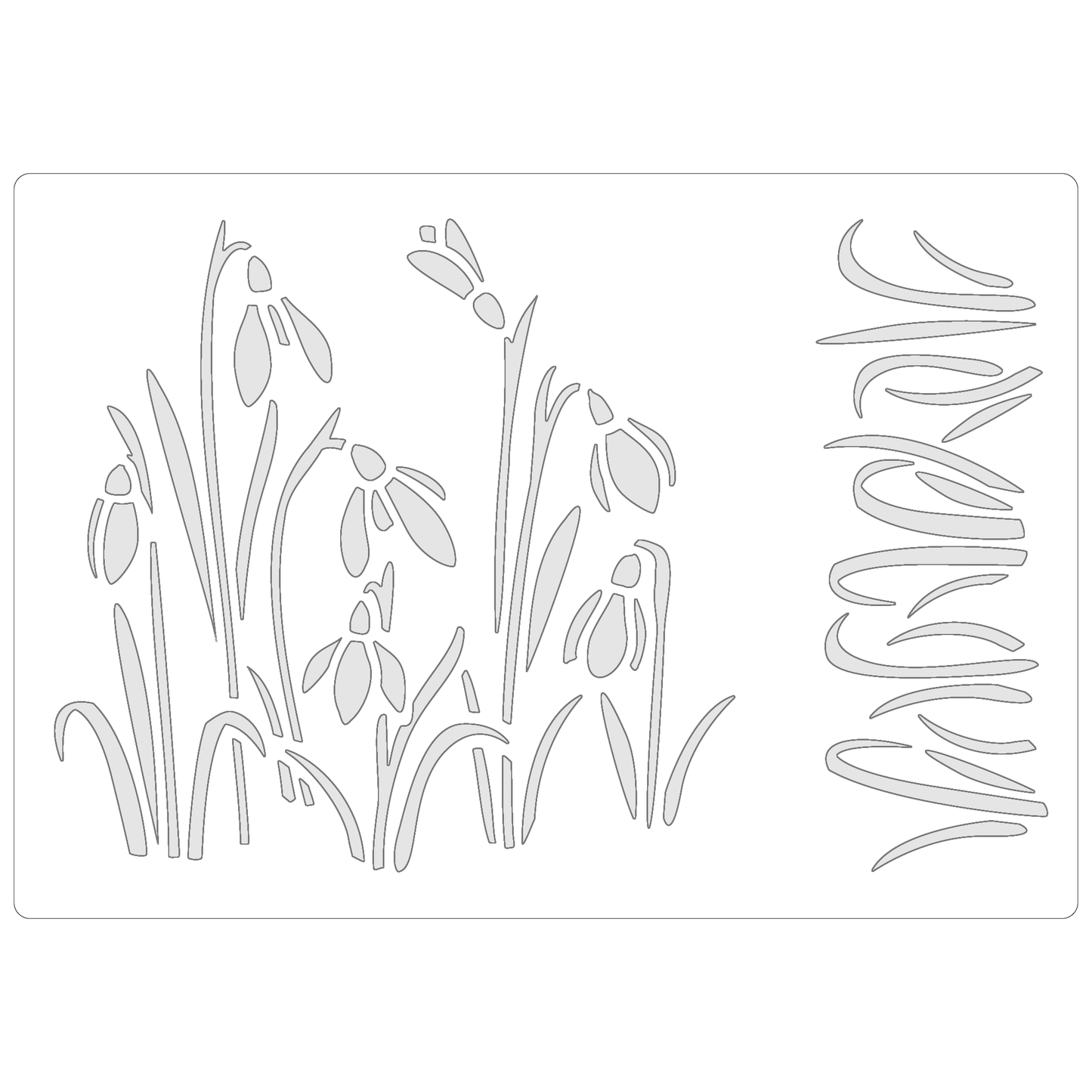 Reusable Stencil - Professional Quality - Snowdrops - Made in the UK - Food Safe Non Adhesive -  White Laser Cut PET Material for Cakes, Cookies, Coffees, Serving Plates
