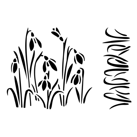 Reusable Stencil - Professional Quality - Snowdrops - Made in the UK - High Adhesive -  Pink Vinyl Material for Glass, Mirrors, Bottles, Tiles, Wood