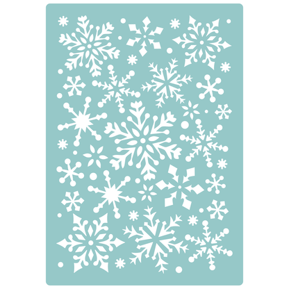 Reusable Stencil - Professional Quality - Snowflake Background (seamless) - Made in the UK - Low Adhesive -  Blue Vinyl Material for Cardmaking, Canvas, Paper, Interior Decor, Layering