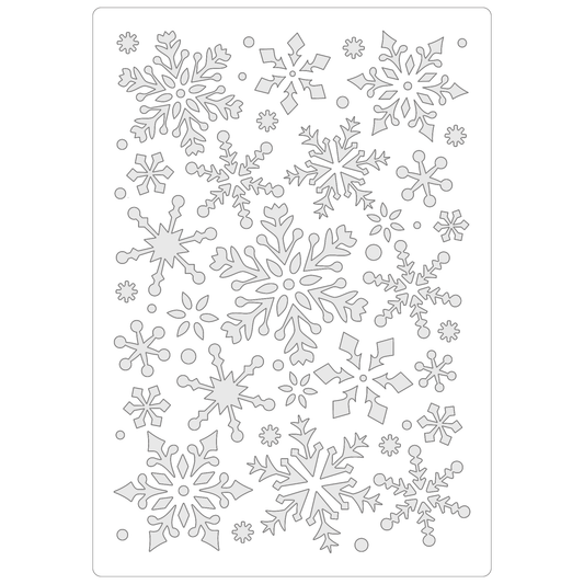 Reusable Stencil - Professional Quality - Snowflake Background (seamless) - Made in the UK - Food Safe Non Adhesive -  White Laser Cut PET Material for Cakes, Cookies, Coffees, Serving Plates