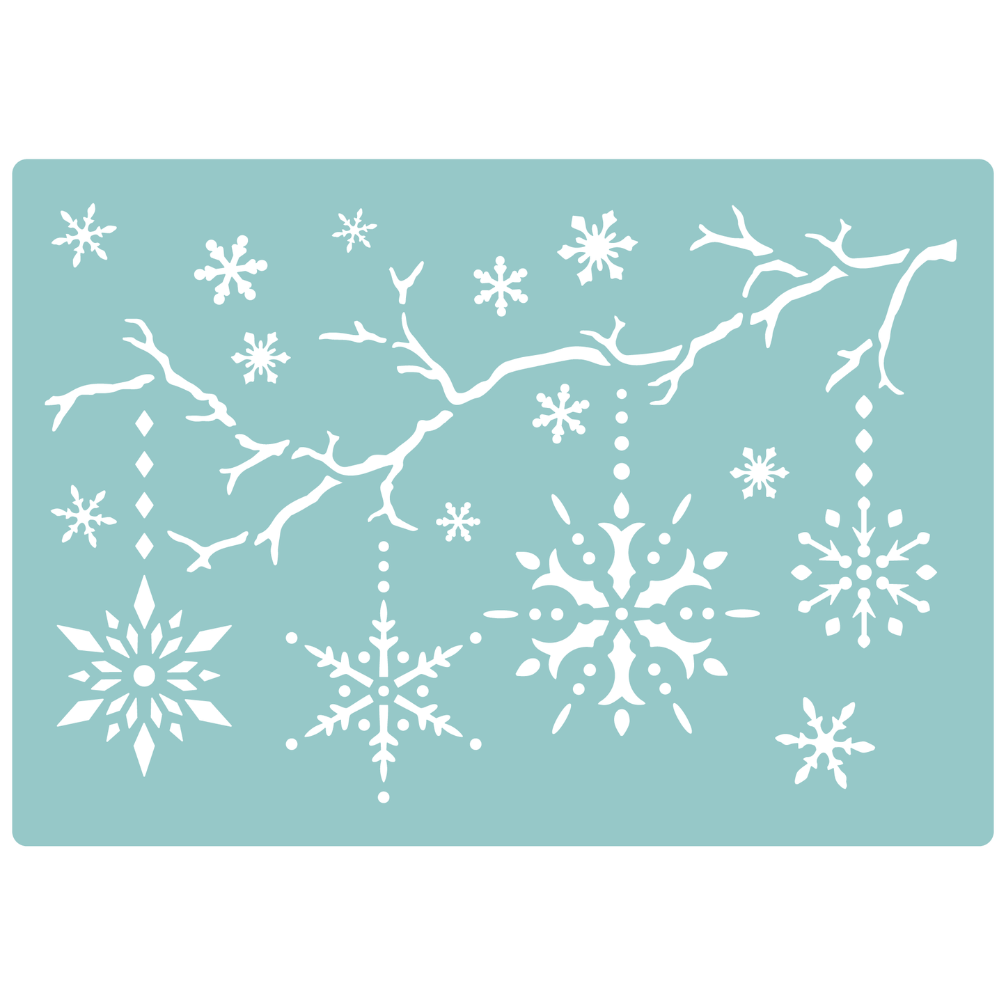 Reusable Stencil - Professional Quality - Snowflake Baubles - Made in the UK - Low Adhesive -  Blue Vinyl Material for Cardmaking, Canvas, Paper, Interior Decor, Layering