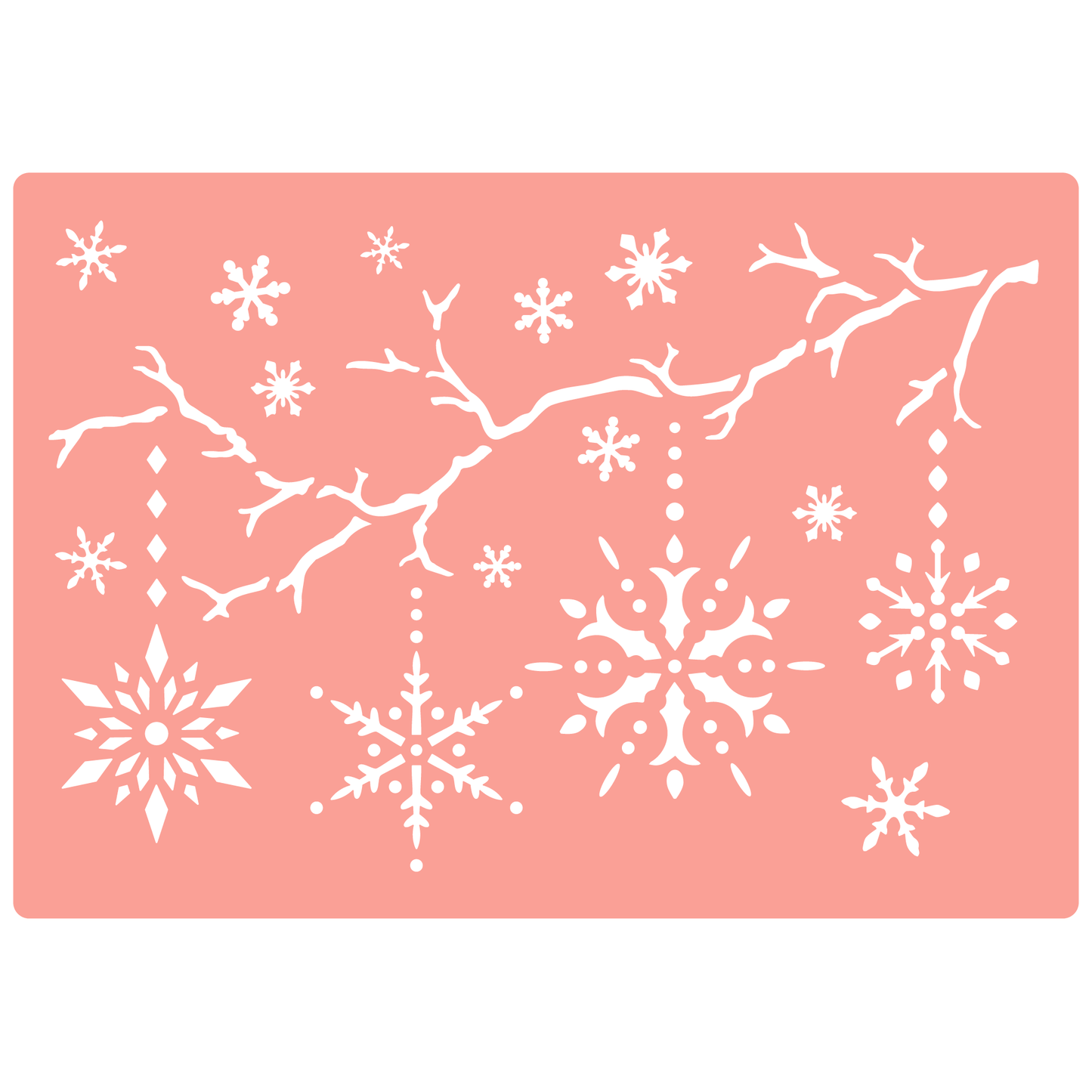 Reusable Stencil - Professional Quality - Snowflake Baubles - Made in the UK - High Adhesive -  Pink Vinyl Material for Glass, Mirrors, Bottles, Tiles, Wood