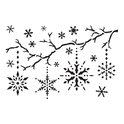 Reusable Stencil - Professional Quality - Snowflake Baubles - Made in the UK - High Adhesive -  Pink Vinyl Material for Glass, Mirrors, Bottles, Tiles, Wood