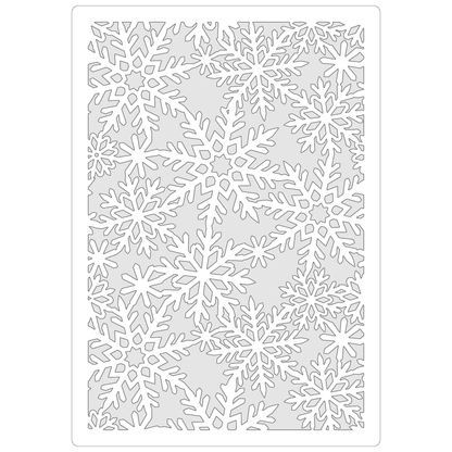 Reusable Stencil - Professional Quality - Snowflake Reverse Background - Made in the UK - Food Safe Non Adhesive -  White Laser Cut PET Material for Cakes, Cookies, Coffees, Serving Plates