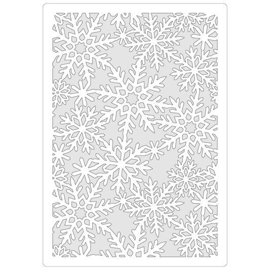 Reusable Stencil - Professional Quality - Snowflake Reverse Background - Made in the UK - Food Safe Non Adhesive -  White Laser Cut PET Material for Cakes, Cookies, Coffees, Serving Plates