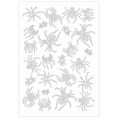 Reusable Stencil - Professional Quality - Spider Selection - Made in the UK - Food Safe Non Adhesive -  White Laser Cut PET Material for Cakes, Cookies, Coffees, Serving Plates