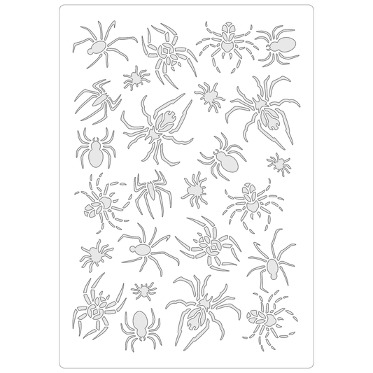 Reusable Stencil - Professional Quality - Spider Selection - Made in the UK - Food Safe Non Adhesive -  White Laser Cut PET Material for Cakes, Cookies, Coffees, Serving Plates