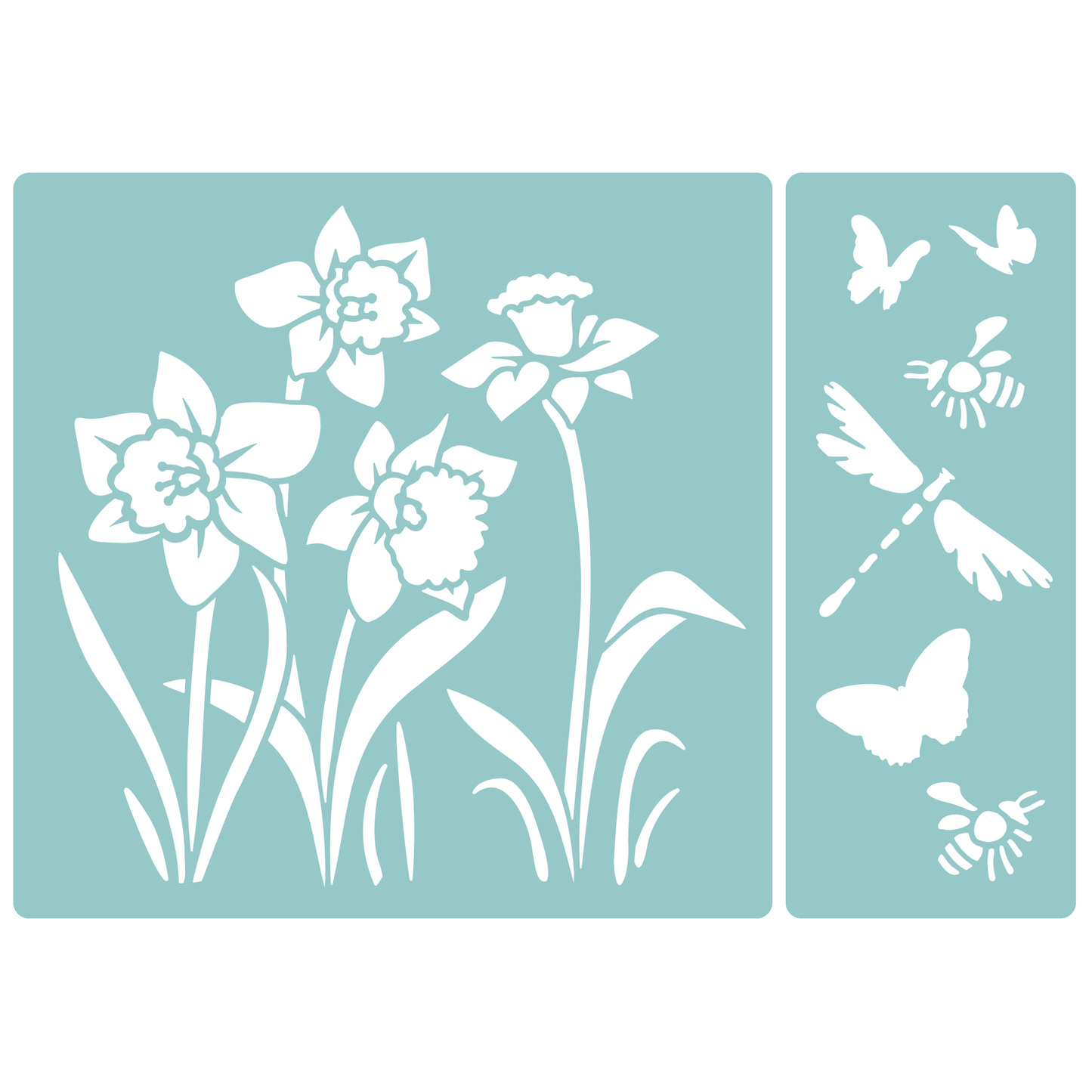 Reusable Stencil - Professional Quality - Spring Daffodils - Made in the UK - Low Adhesive -  Blue Vinyl Material for Cardmaking, Canvas, Paper, Interior Decor, Layering