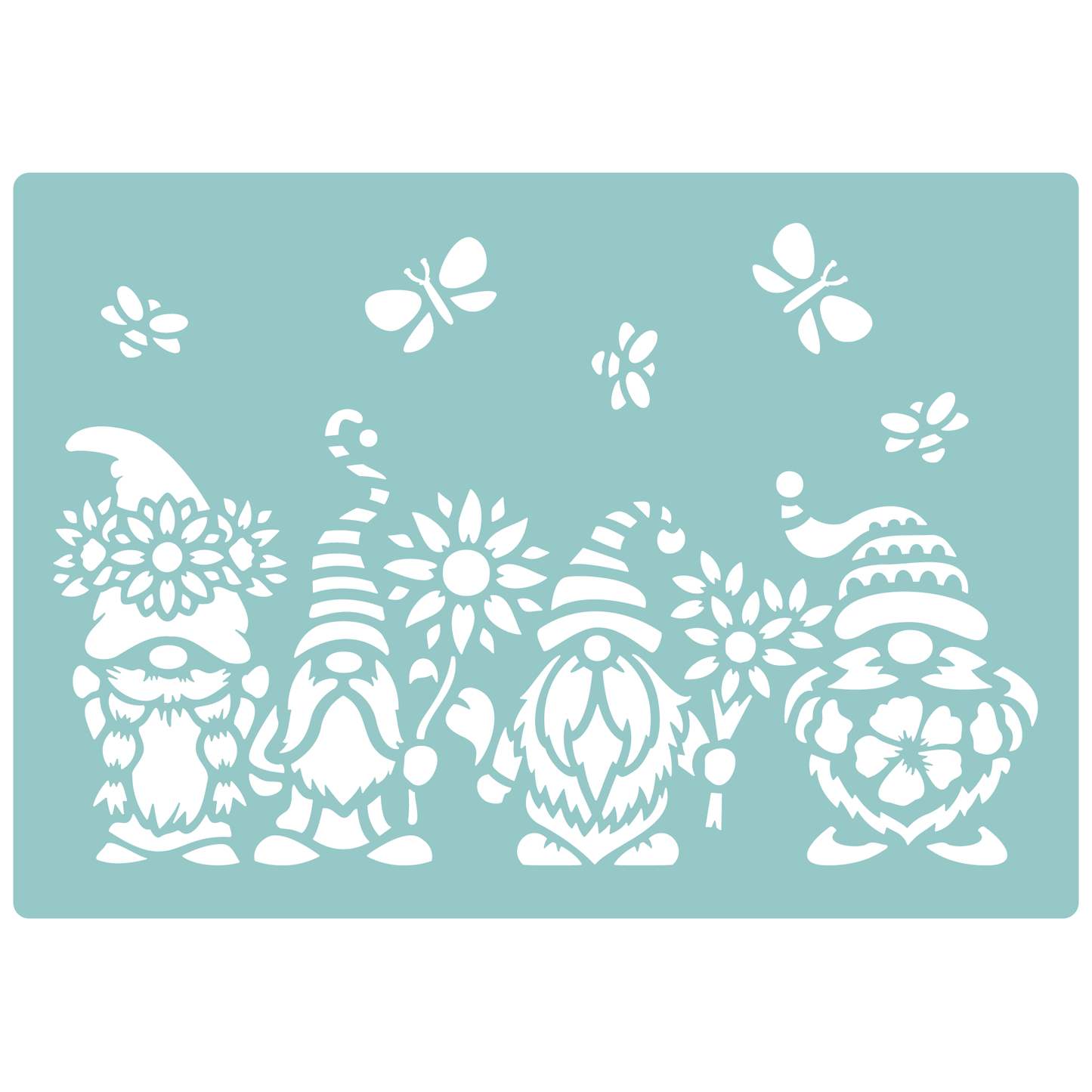 Reusable Stencil - Professional Quality - Spring Gnomes #2 - Made in the UK - Low Adhesive -  Blue Vinyl Material for Cardmaking, Canvas, Paper, Interior Decor, Layering